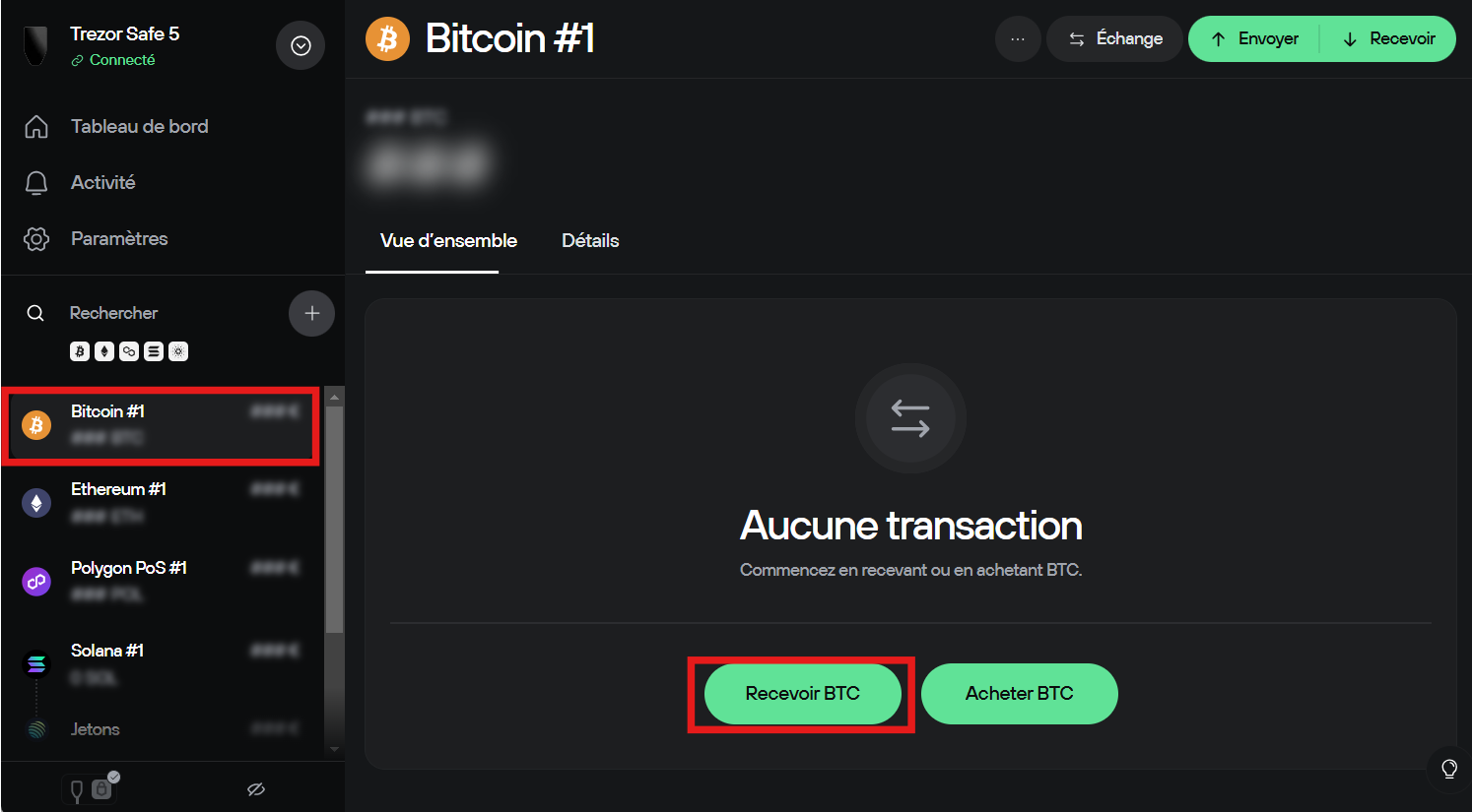 Receive trezor Suite